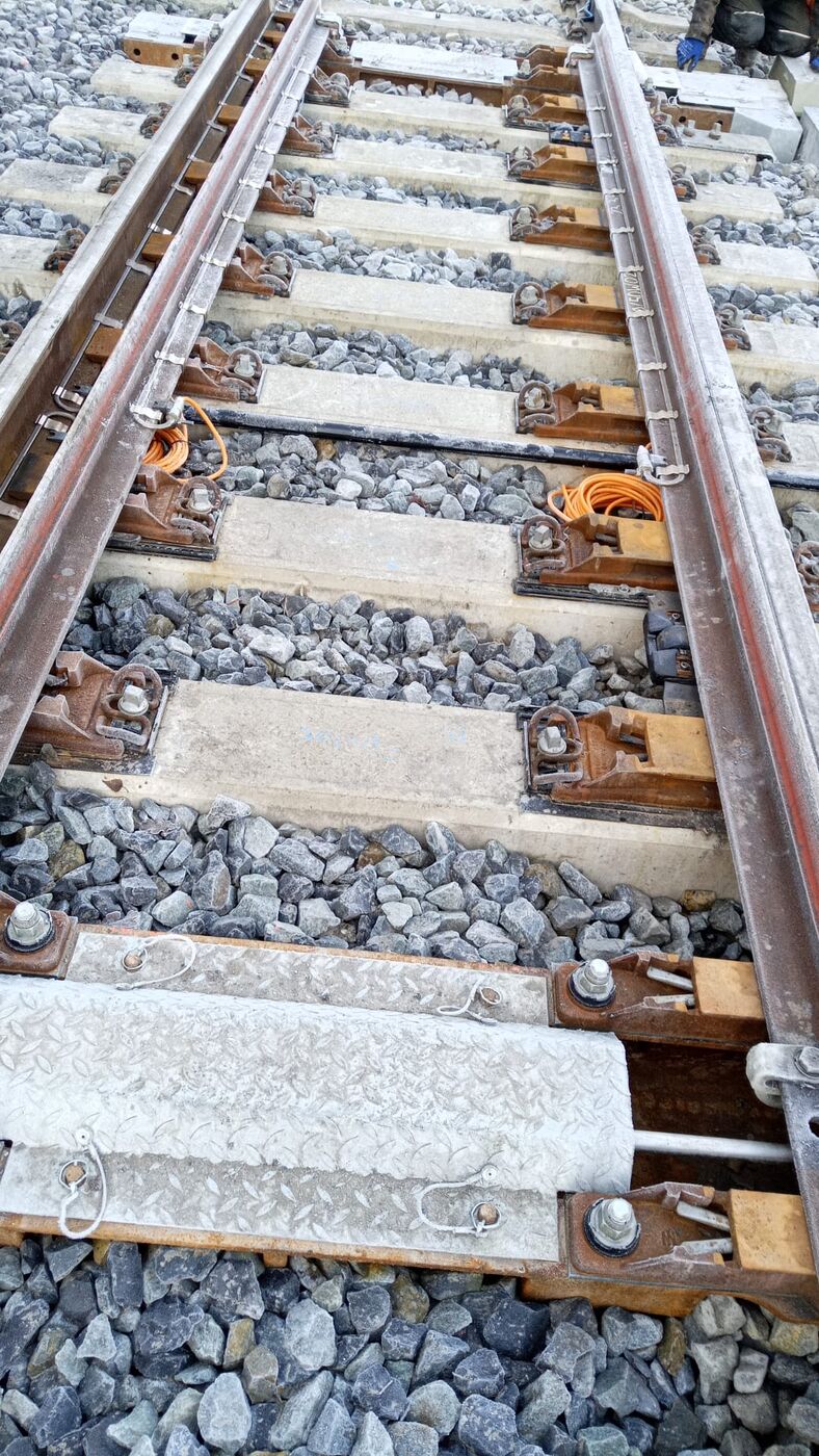 Backen- und Zungenheizung mit Heizrohren an der Weiche